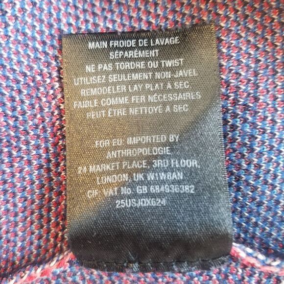 Anthropologie Silk Infused Leifsdottir Faux Wrap Color Block Floral Knit Dress M - Picture 8 of 10